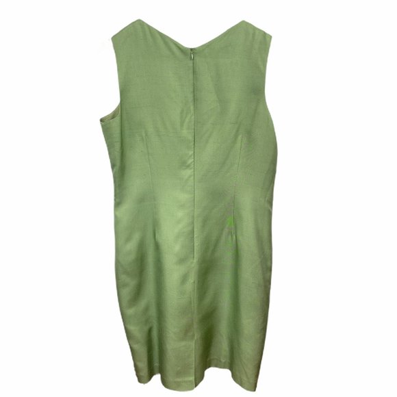 Finity Studio Silk Green Sleeveless Sheath Dress - Picture 4 of 7